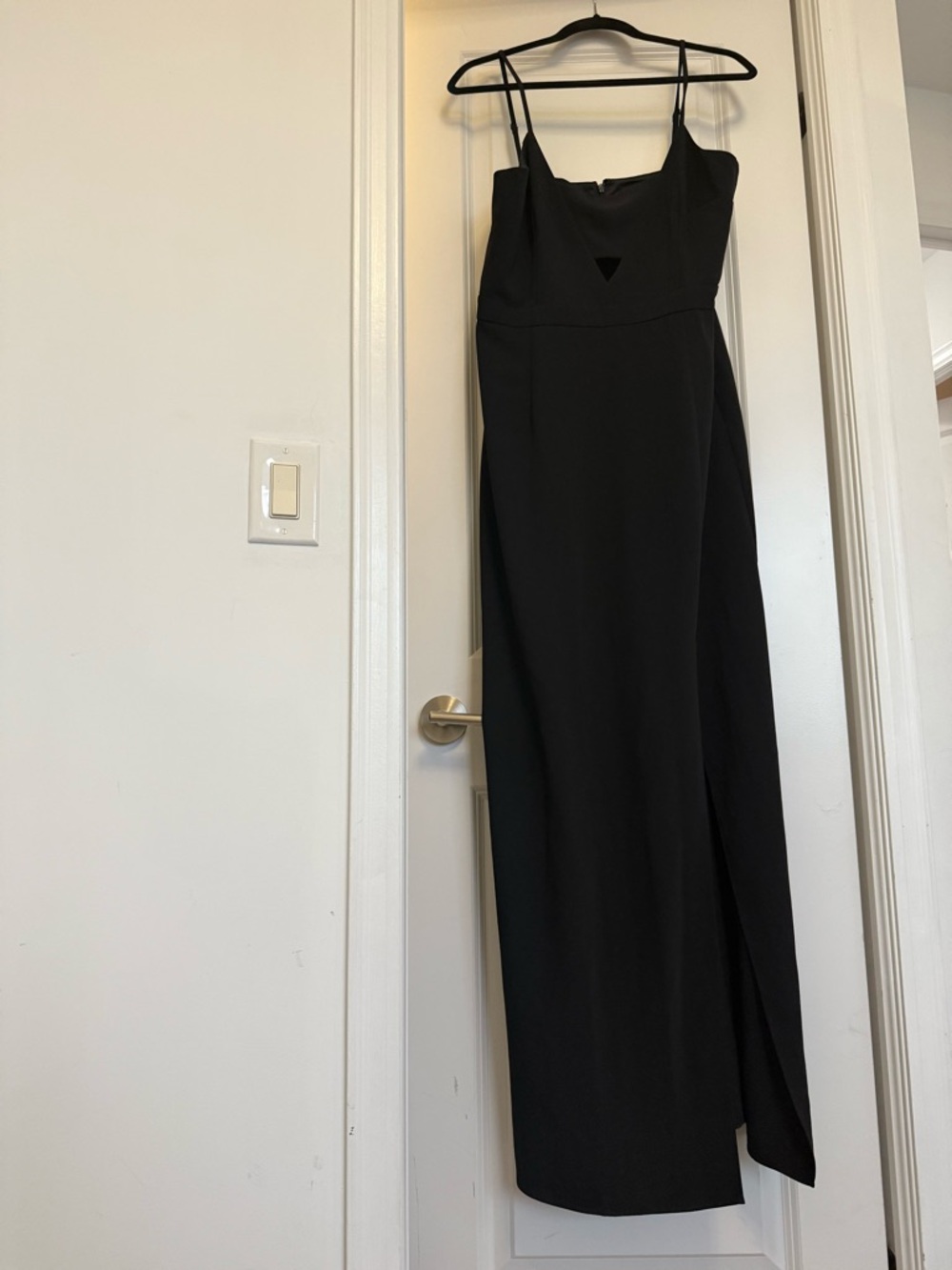 Ever New Black Spaghetti Strap Maxi Dress with Front Cutout